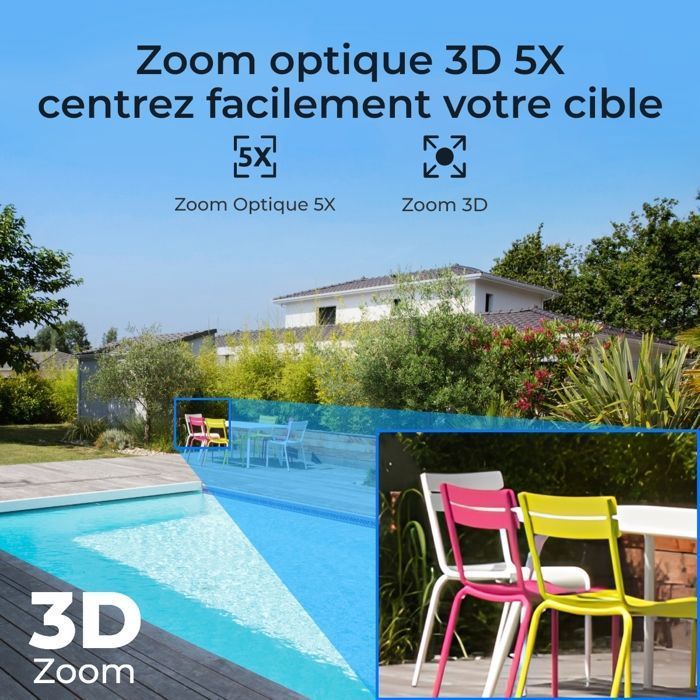 Reolink Caméra de Surveillance 4K 8MP PoE,Zoom Optique 5X,Pan 360°& Tilt 90°,Suivi Auto,Vision Noc Couleur,Détection Intelligente