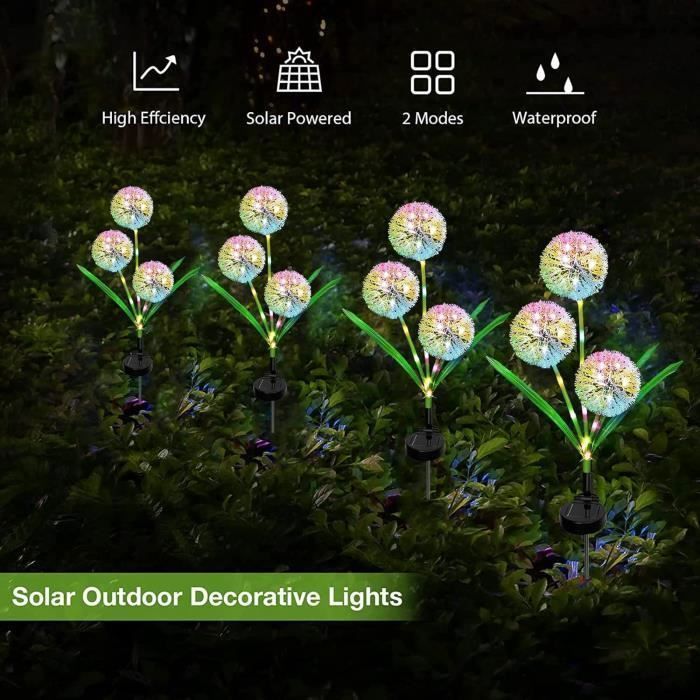 LED-zonnelamp met 3 koppen, waterdicht en decoratief, in de vorm van een paardenbloem, voor buiten, tuin, straat en achtertuin.