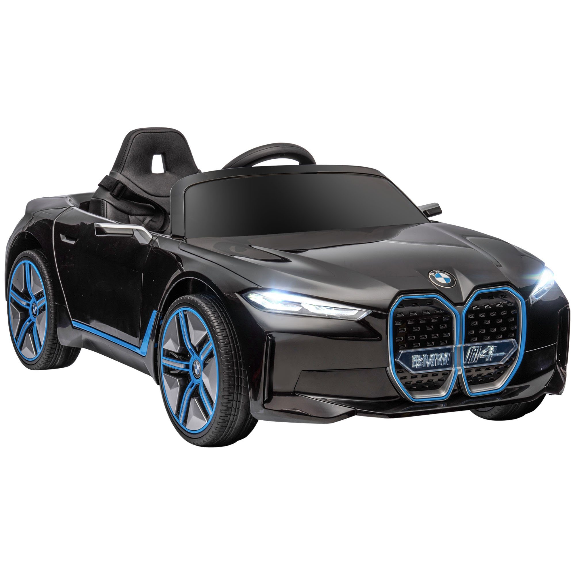 HOMCOM elektrisches Kinderauto, elektrisches Kinderfahrzeug mit Scheinwerfern, Tragfähigkeit 30 kg, (1 Stück), mit Fernbedienung