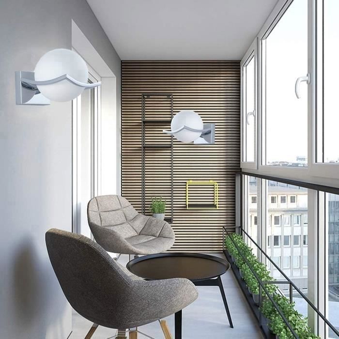 DELIPOP Appliques Murales Industrielles E27 Lampe Murale Intérieur avec abat-jour boule en verre blanc laiteux pour Salon Chambre