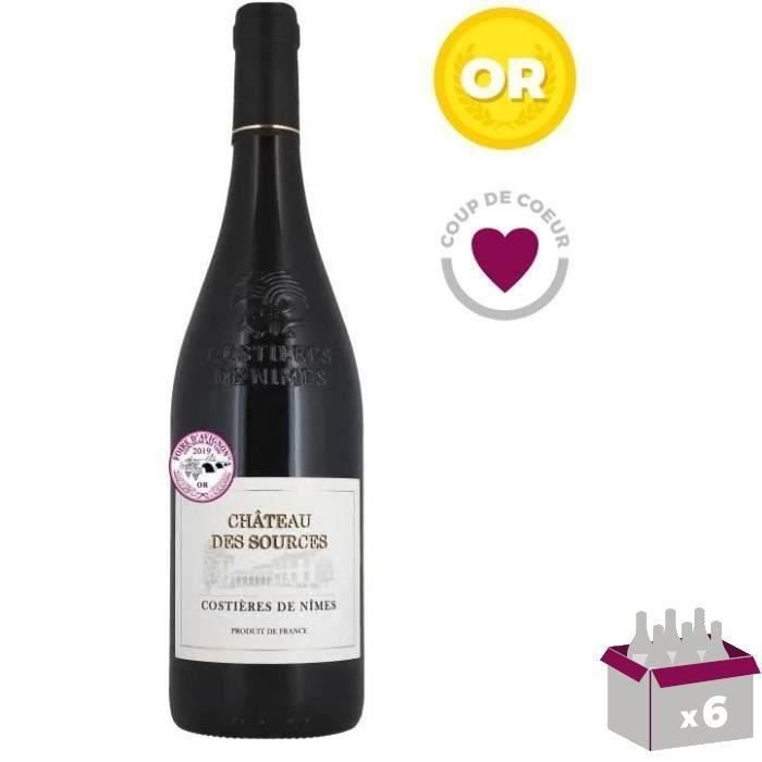 Château des Sources 2019 AOC Costières de Nîmes - Vino tinto del Valle del Ródano x6