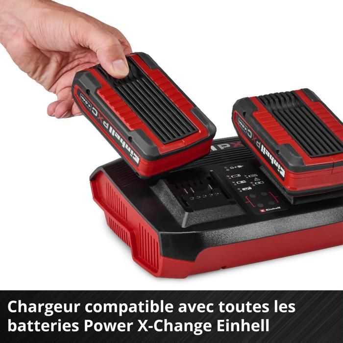 Einhell Chargeur Double Power X-Twincharger 4A PXC (18V, Charge simultanée de 2 Batteries 18 V)