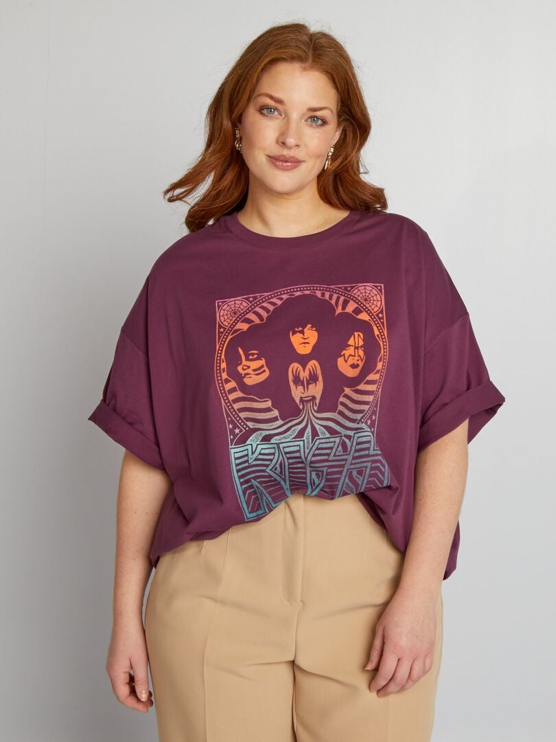 Camiseta de gola redonda 'Kiss' - ROXA