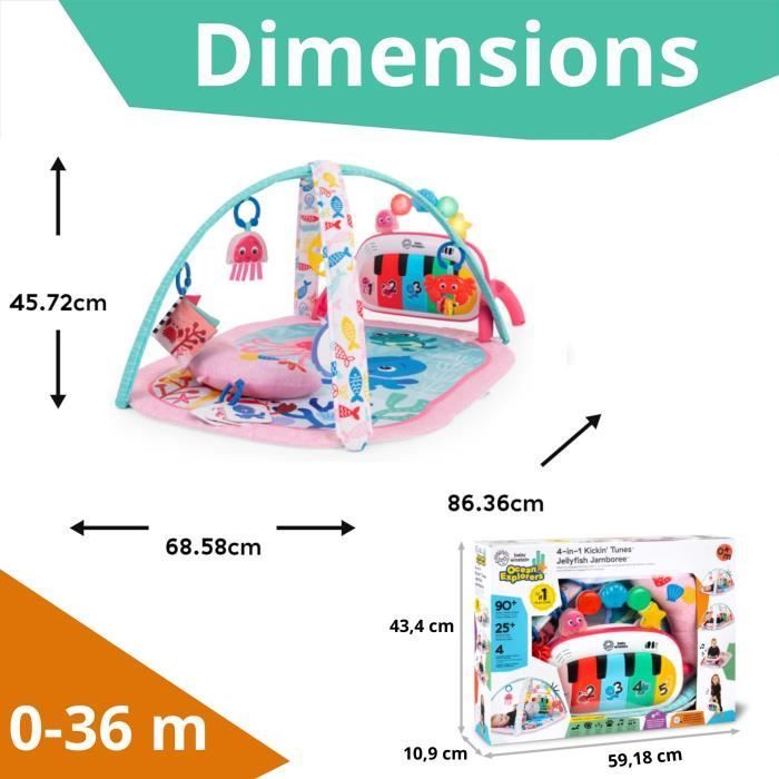 BABY EINSTEIN 4-in-1 Baby Girl Activity Mat - Kickin' Tunes - Piano Toy, Sensory Arch, Multilingual