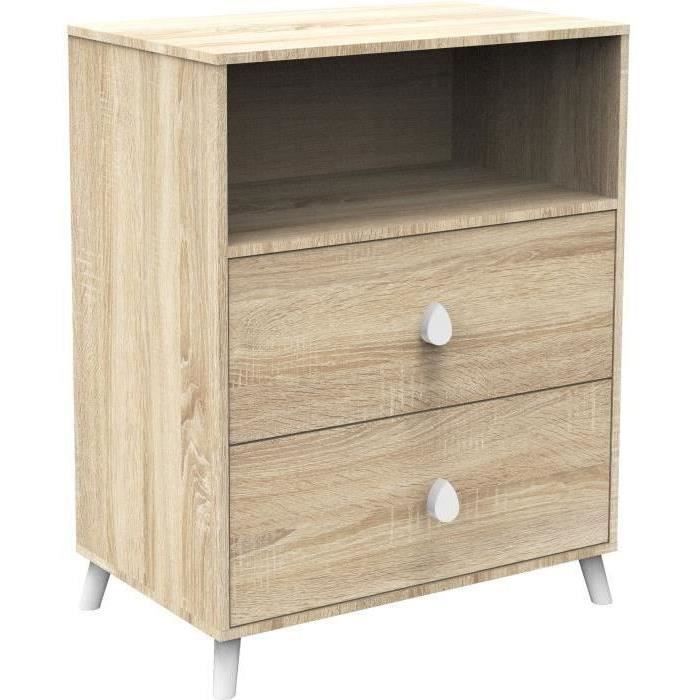 Conjunto de cuna y cambiador MONTANA Baby Room Duo - 120x60 cm + cambiador de 2 cajones con acabado en roble dorado - SAUTHON