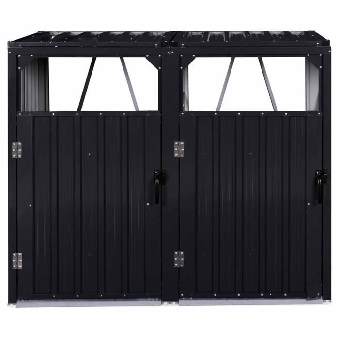 IDMARKET Cache poubelle double en acier gris anthracite