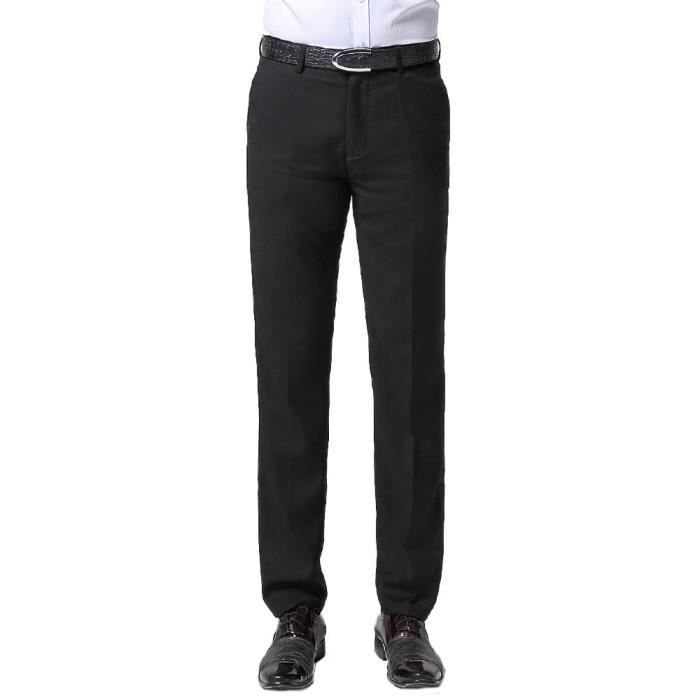 Pantalon Homme de Costume Coupe Slim Pantalon Elegant Stretch Style Business - Noir