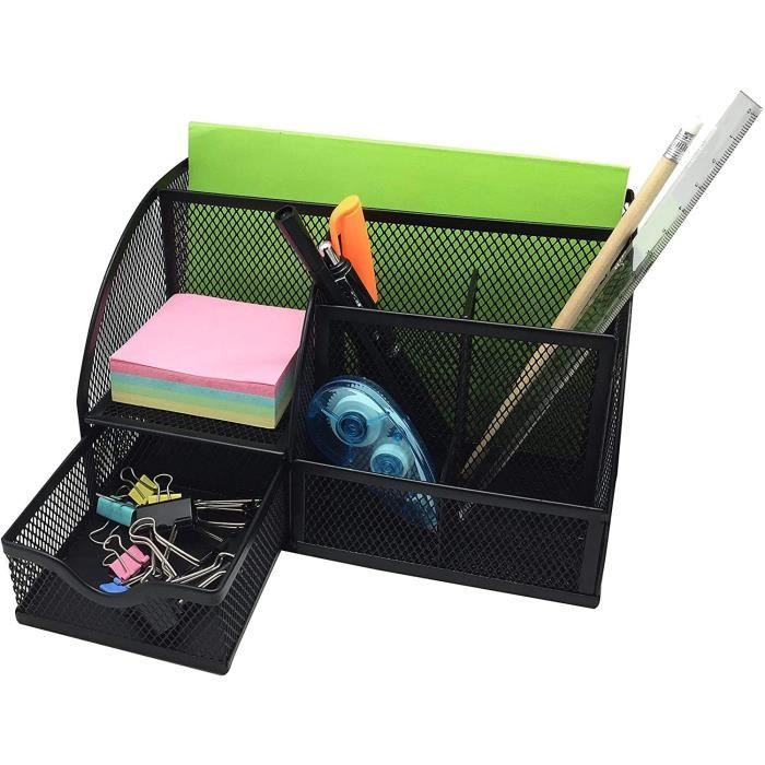 Organizador de escritorio - ZGEER - Negro - Metal - 7 compartimentos - Diseño contemporáneo