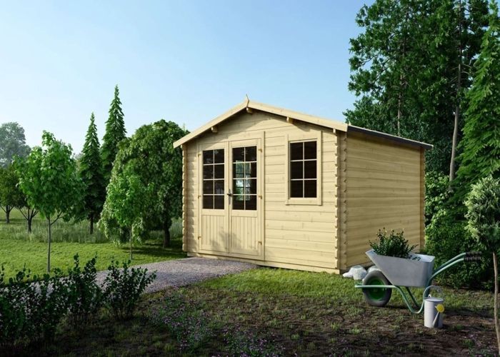 Casetta da giardino in legno - 16 m² - 4x4 m - spessore 40 mm - Colore: naturale - DOM371