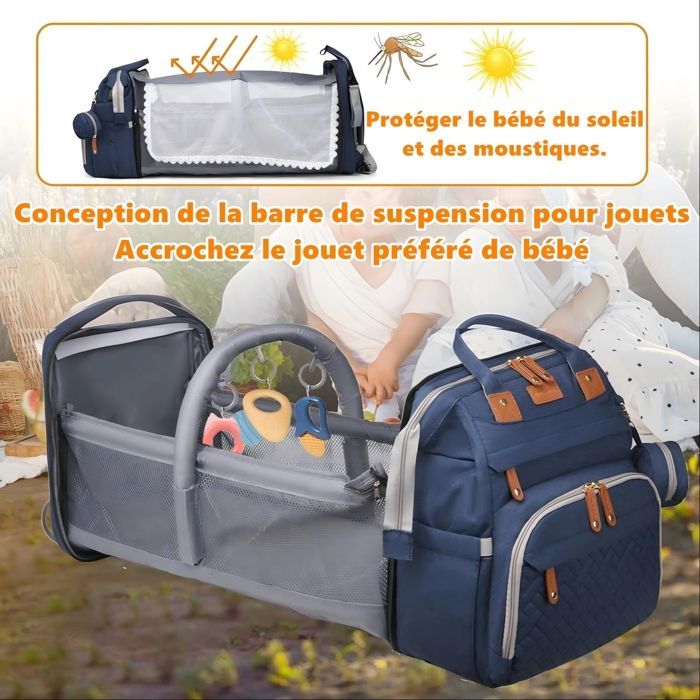 KENLUMO Diaper Backpack, Baby Changing Mattress Bag – Large Capacity Multifunctional Waterproof Diaper Bag, Blue Travel Bag