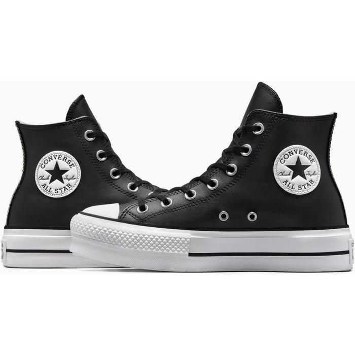 Zapatillas Converse de plataforma de caña alta - Negras - Adulto - Piel - Cordones - Plataforma