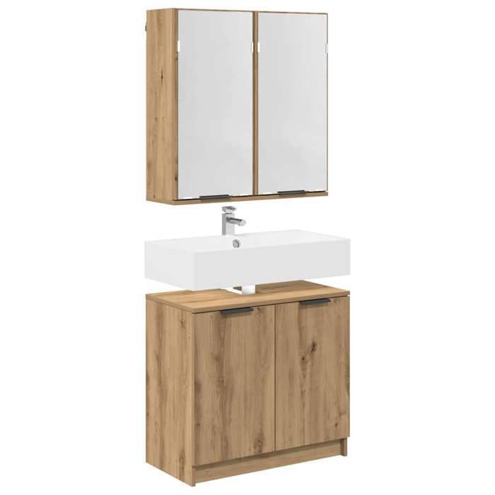 Bruine badkamermeubelset, SARAZYJ, moderne toiletkast met handgemaakte eikenhouten deur E2064