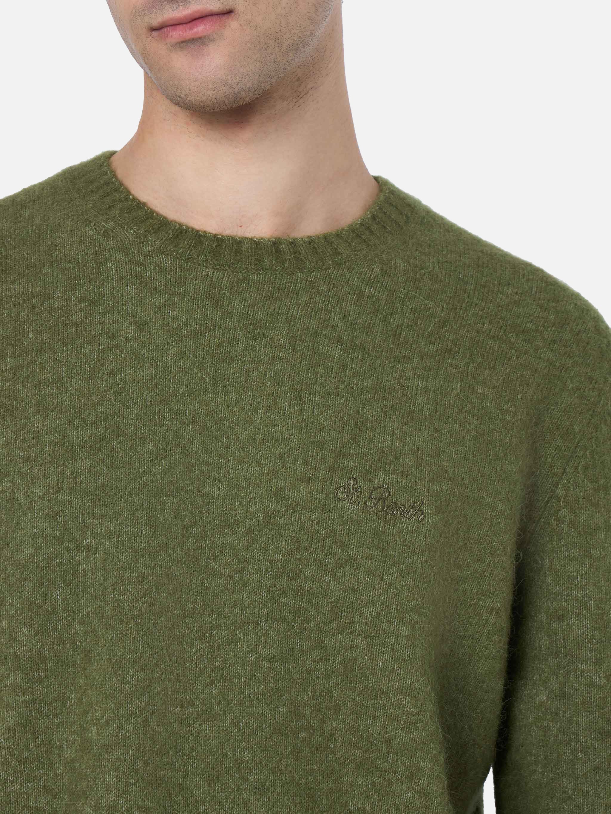 Pull Regent vert armée à col rond extensible