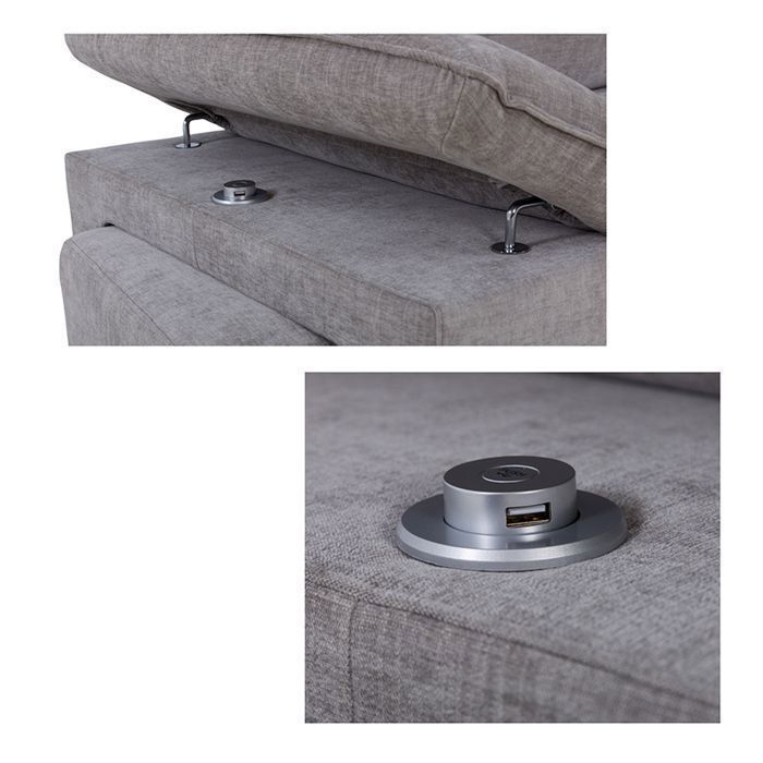 Divano letto angolare reversibile ALYA grigio cenere (tessuto a trama piatta) - Taglia M - 4/5 posti - 255 x 148 x 88 cm