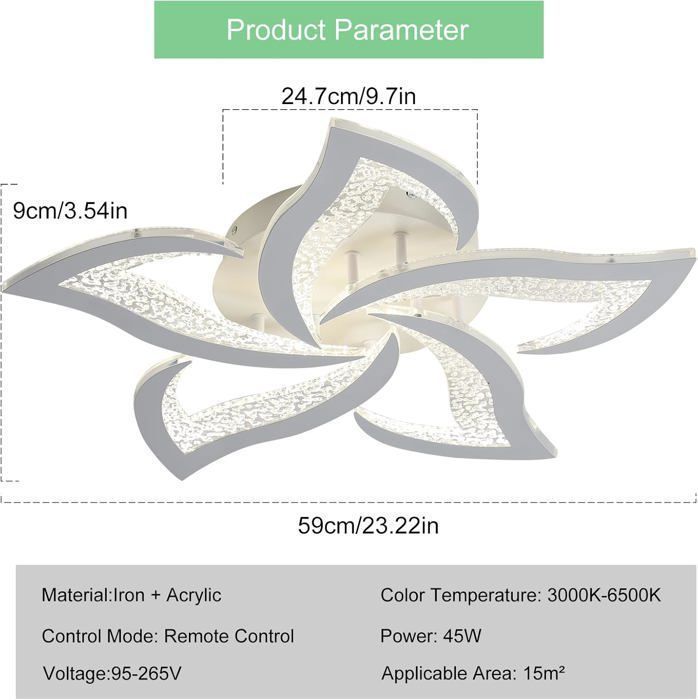 Plafoniera LED moderna, plafoniera LED Ganeed a forma di fiore dimmerabile per ufficio, soggiorno, sala da pranzo, corridoio, cucina, faretto a incasso a soffitto