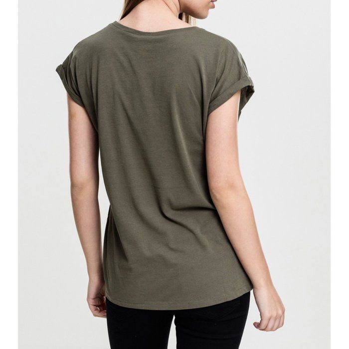 T-shirt da donna - Urban Classics - Spalle allungate - Verde - Maniche lunghe - Girocollo