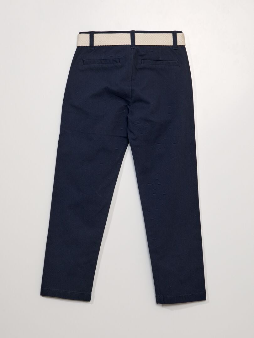 Calça chino de sarja + cinto - azul