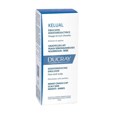 Ducray Kelual Keratoreducating Emulsion Beroligende hudpleie for ansikt og hodebunn, babyhud, emulsjon med vuggehette, 50 ml 50 ml