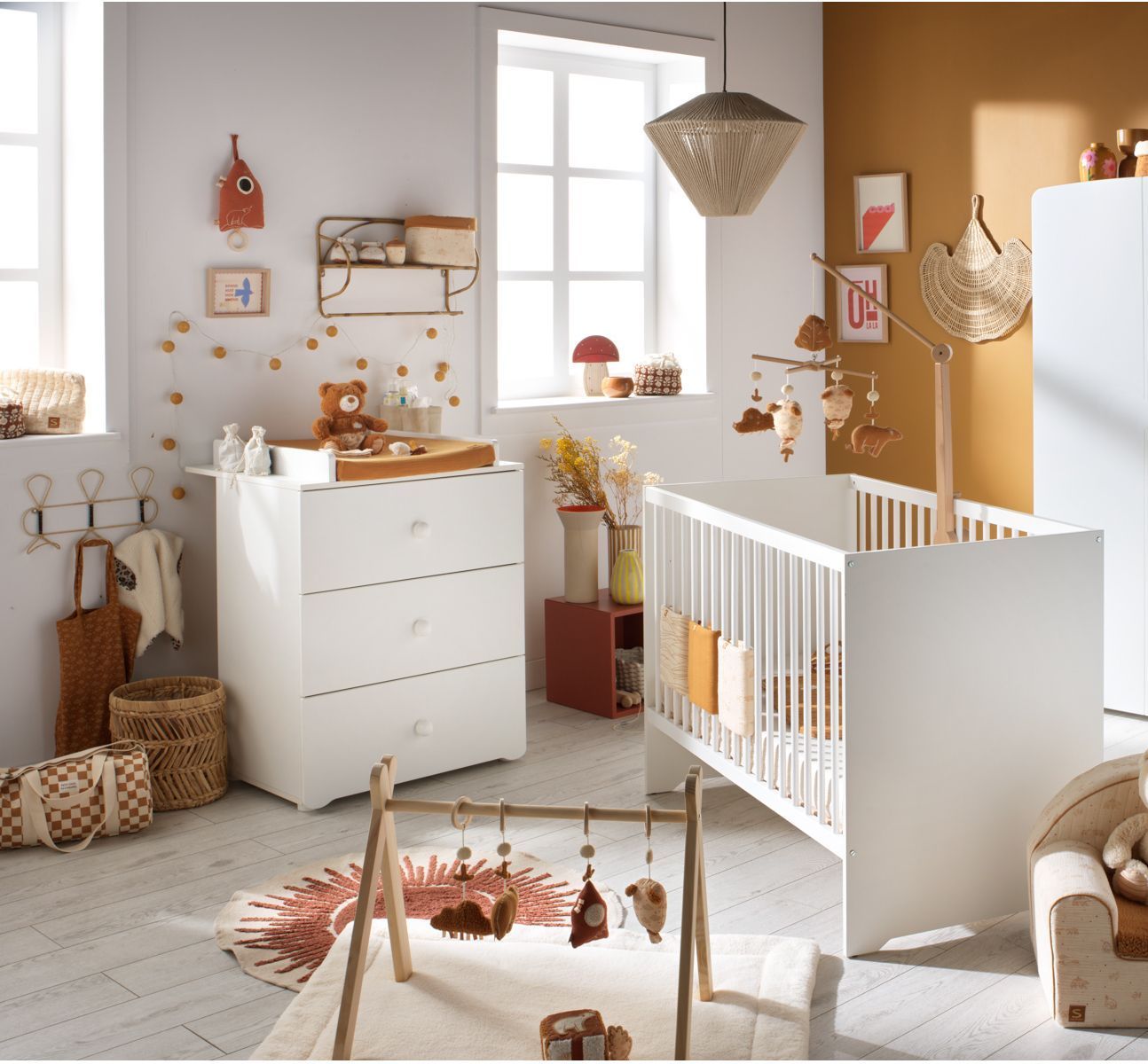 Fasciatoio - Babyprice - Base - 3 cassetti - Pomelli a sfera in legno bianco