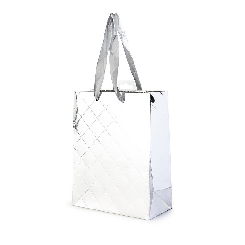 Gavepose medium 25,5x21,5x11 cm metallisk