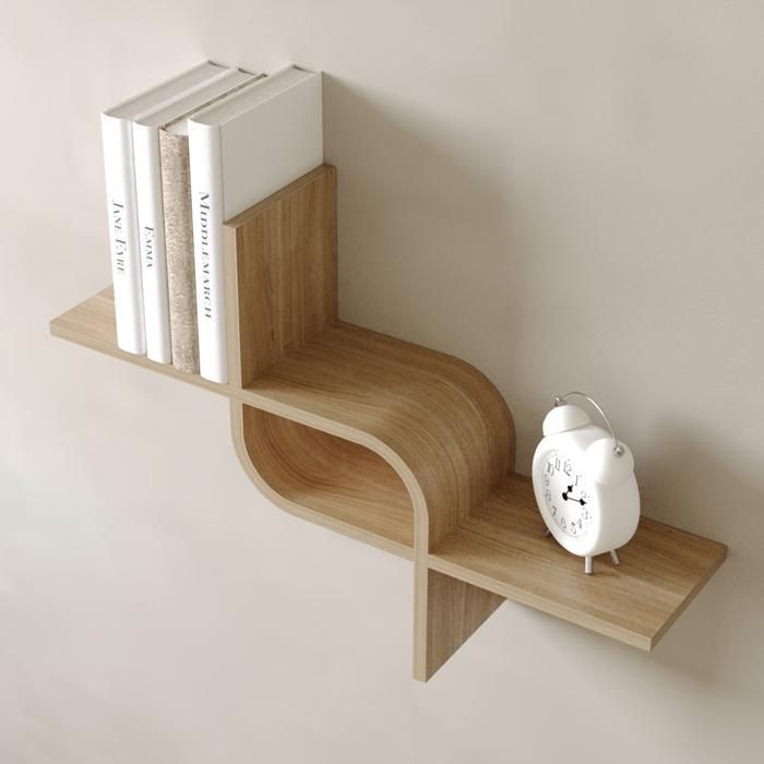 Schwebendes Wandregal aus Eichenholz – Wellenförmiges Design – 65 cm – Dekorative Wandaufbewahrung