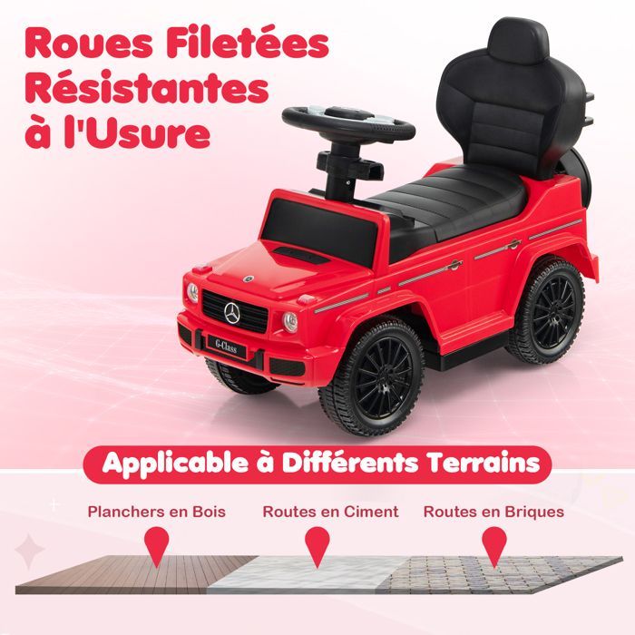 Cochecito infantil DREAMADE Mercedes Benz con licencia oficial, para bebés de 12 a 36 meses, con manillar, capota ajustable, color rojo.