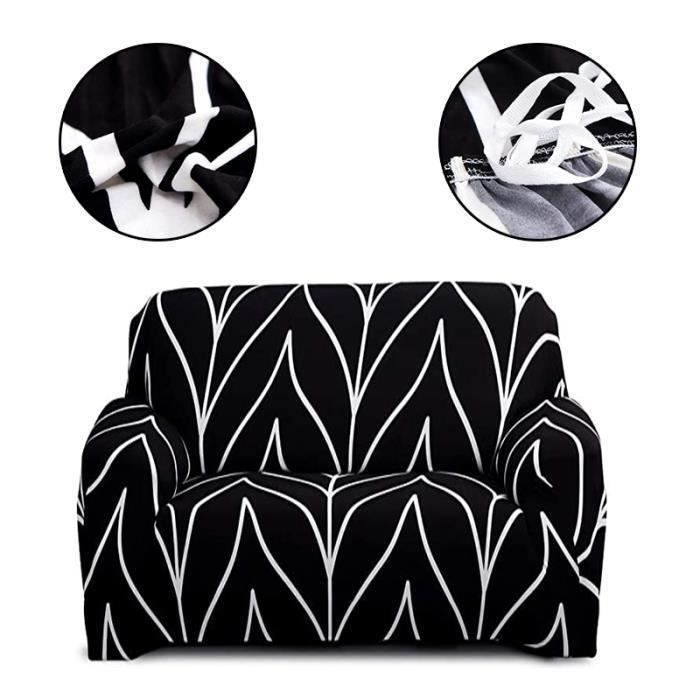 Funda individual para sofá, funda elástica y cómoda con reposabrazos, funda para sofá para perros y gatos - Negra