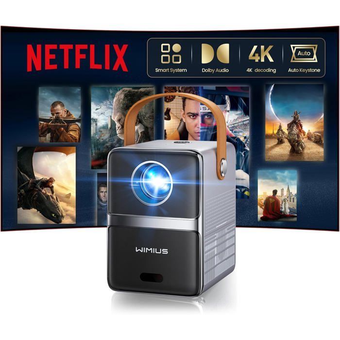 ZOKKO 4K draagbare projector - 4K UHD-resolutie - Ingebouwde Netflix-compatibiliteit - 800 ANSI lumen helderheid