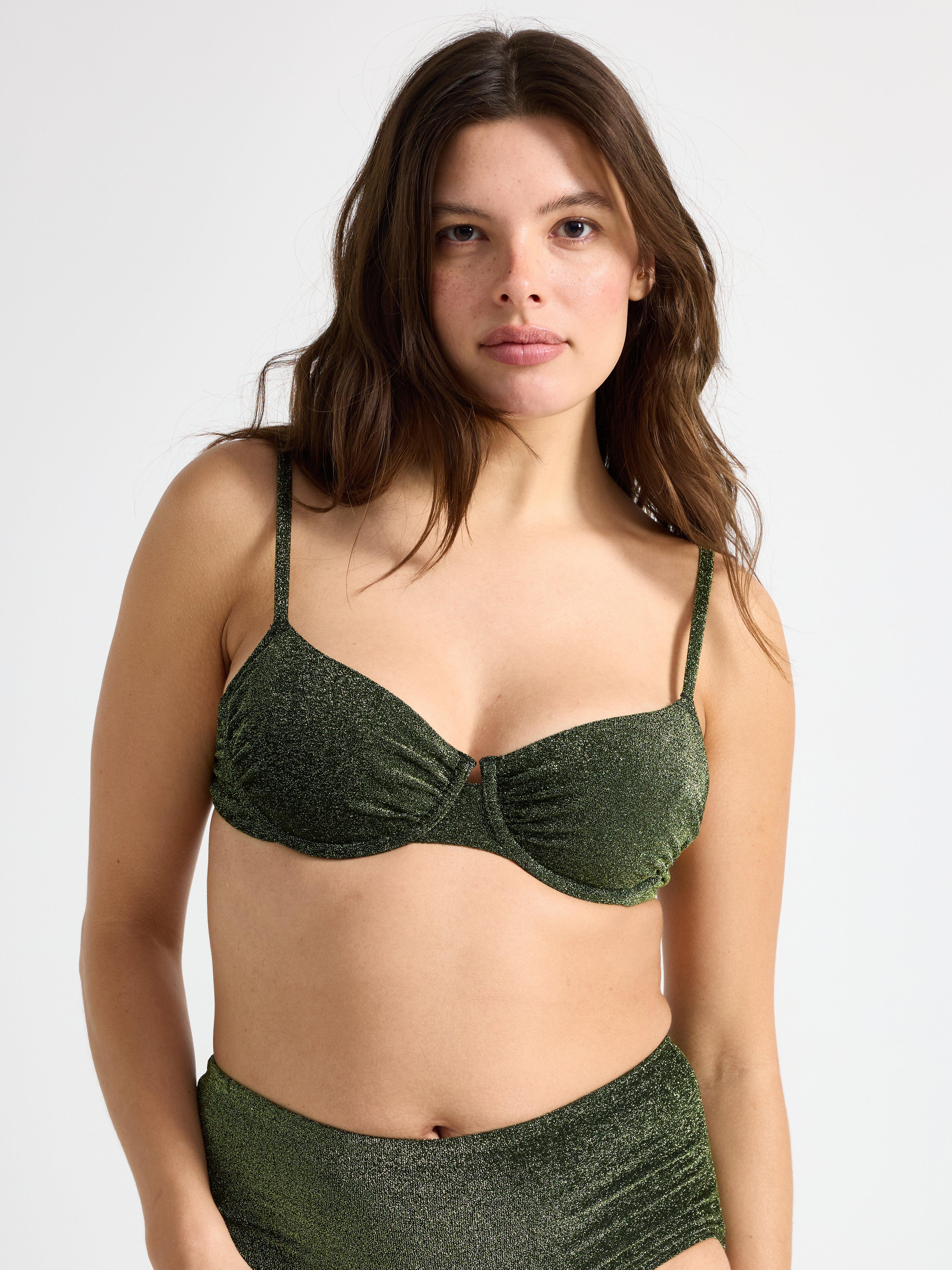 Csillogó bikini alsó Light Dusty Green