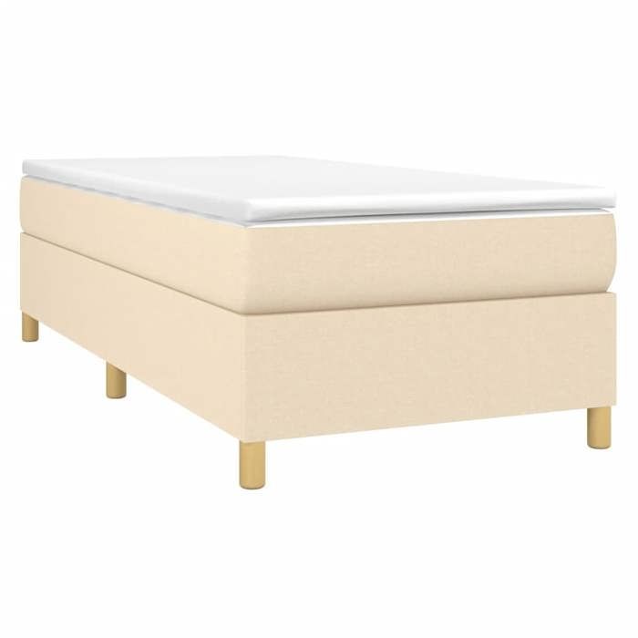 Struttura letto con materasso - Maison Exclusive - 90x200 cm - Tessuto color crema - Massimo relax