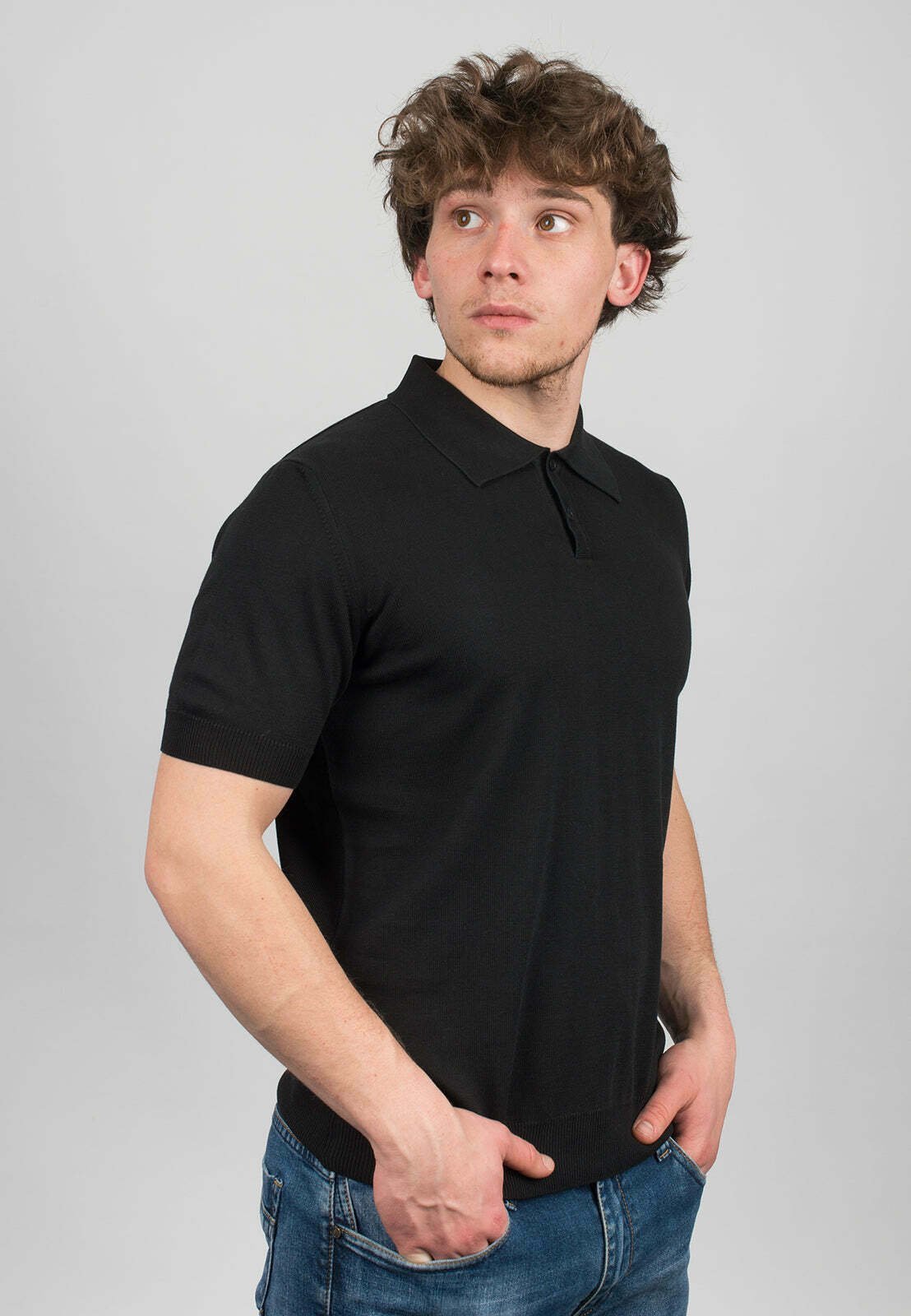 Dalle Piane Cashmere TWO-KNOPEN SHORT SLEEVE - Poloshirt - nero