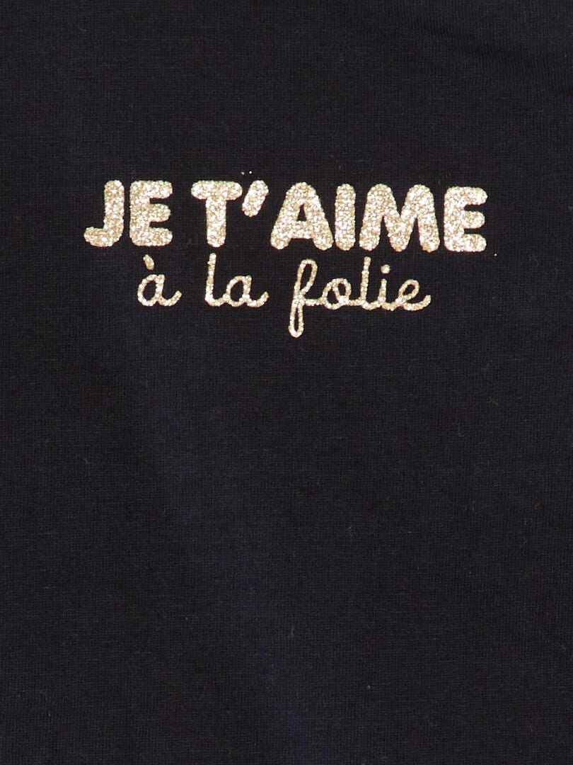 Bedrukt T-shirt met lange mouwen - Zwart