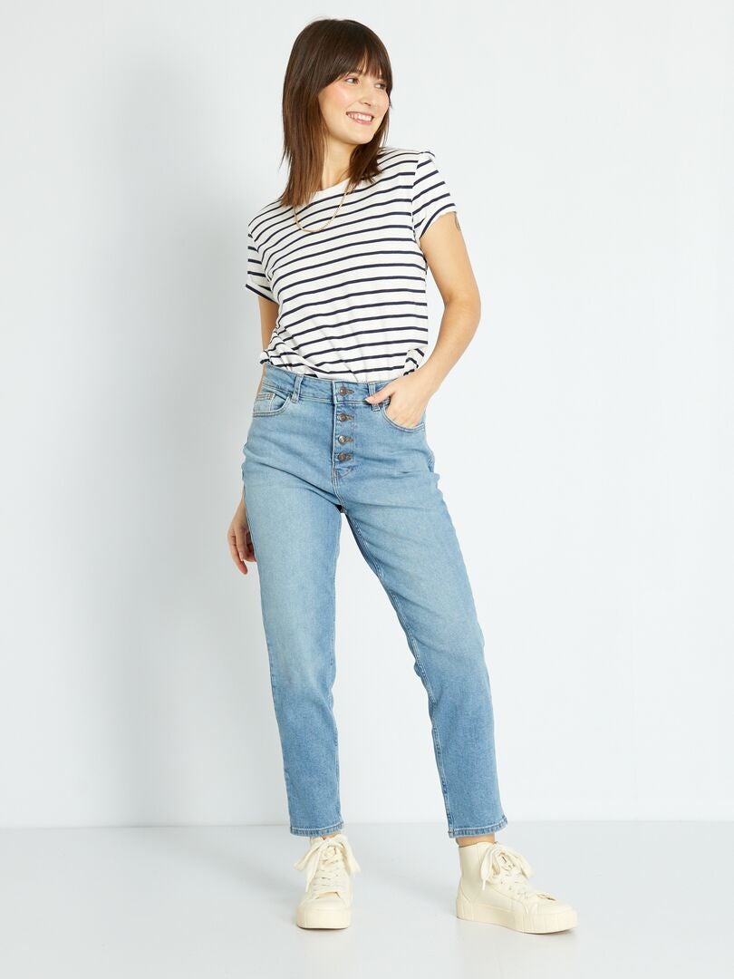 Zeer hooggetailleerde mom jeans - L28 - blauw