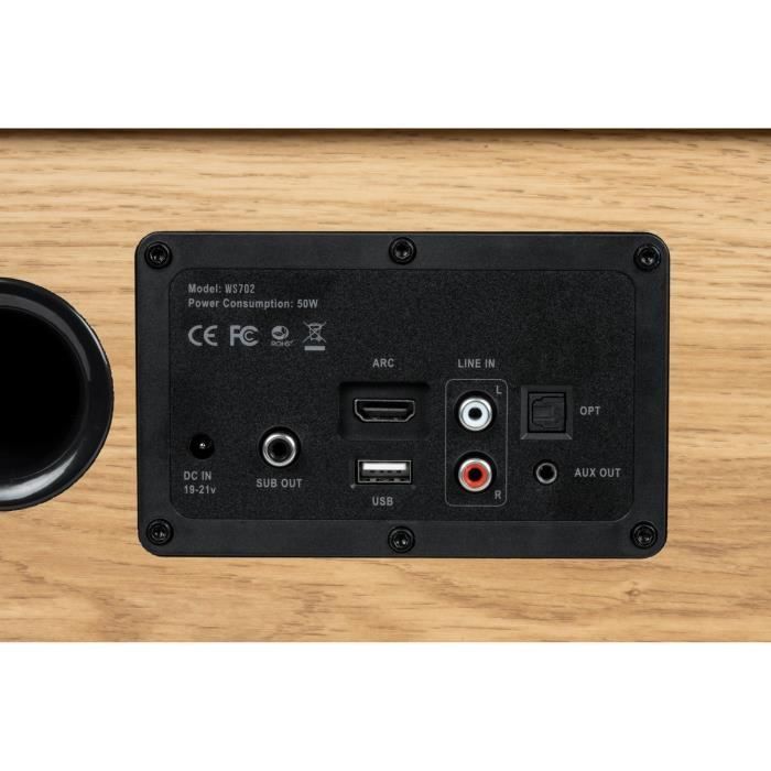 Altavoz Bluetooth - THOMSON - WS702 - 150W - Madera - RCA, USB, AUX-IN, Audio para TV