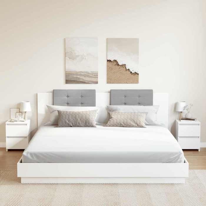 vidaXL Tables de chevet lot de 2, 30x30x40 cm, Bois reconstitué, Blanc, 2 tiroirs coulissants chacun, Armoire de chevet, 800514