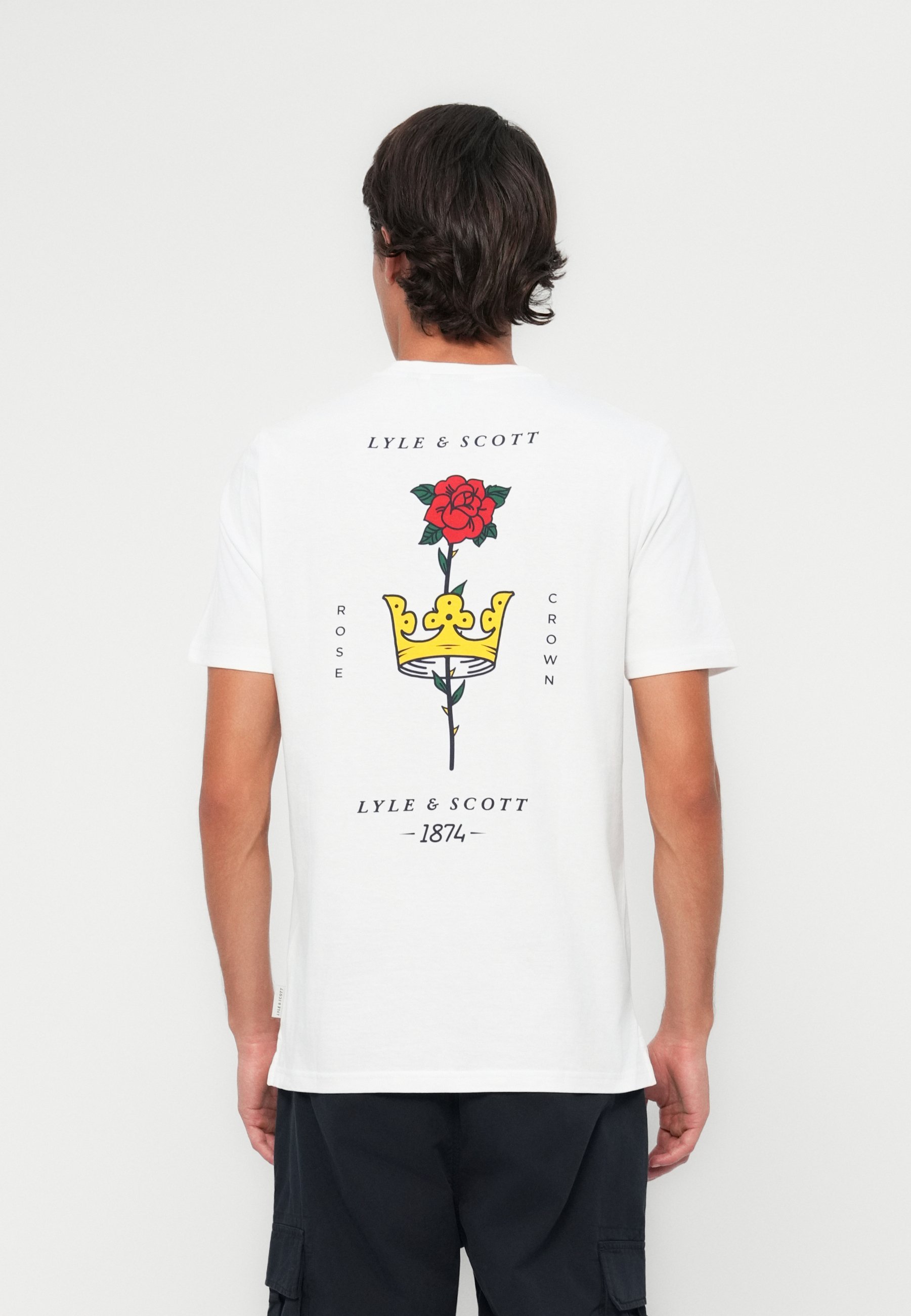 Lyle & Scott ROSE AND CROWN GRAPHIC - Spausdinti marškinėliai - balti