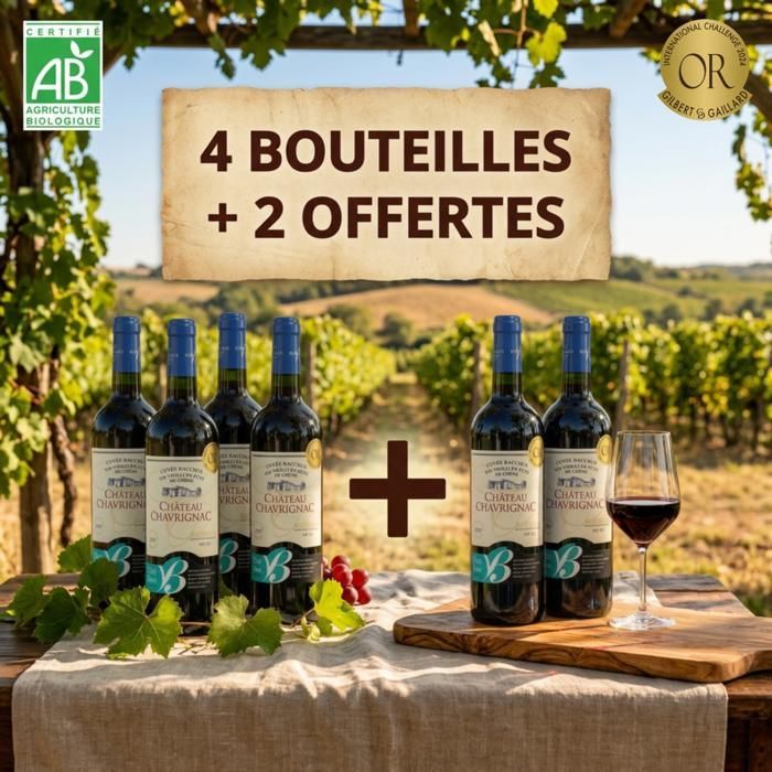 Château Chavrignac - Bordeaux Rouge AOC Bio - Or - Cuvée Bacchus 2022 - Biodynamie - Cabernet Sauvignon - 75cl (x6)