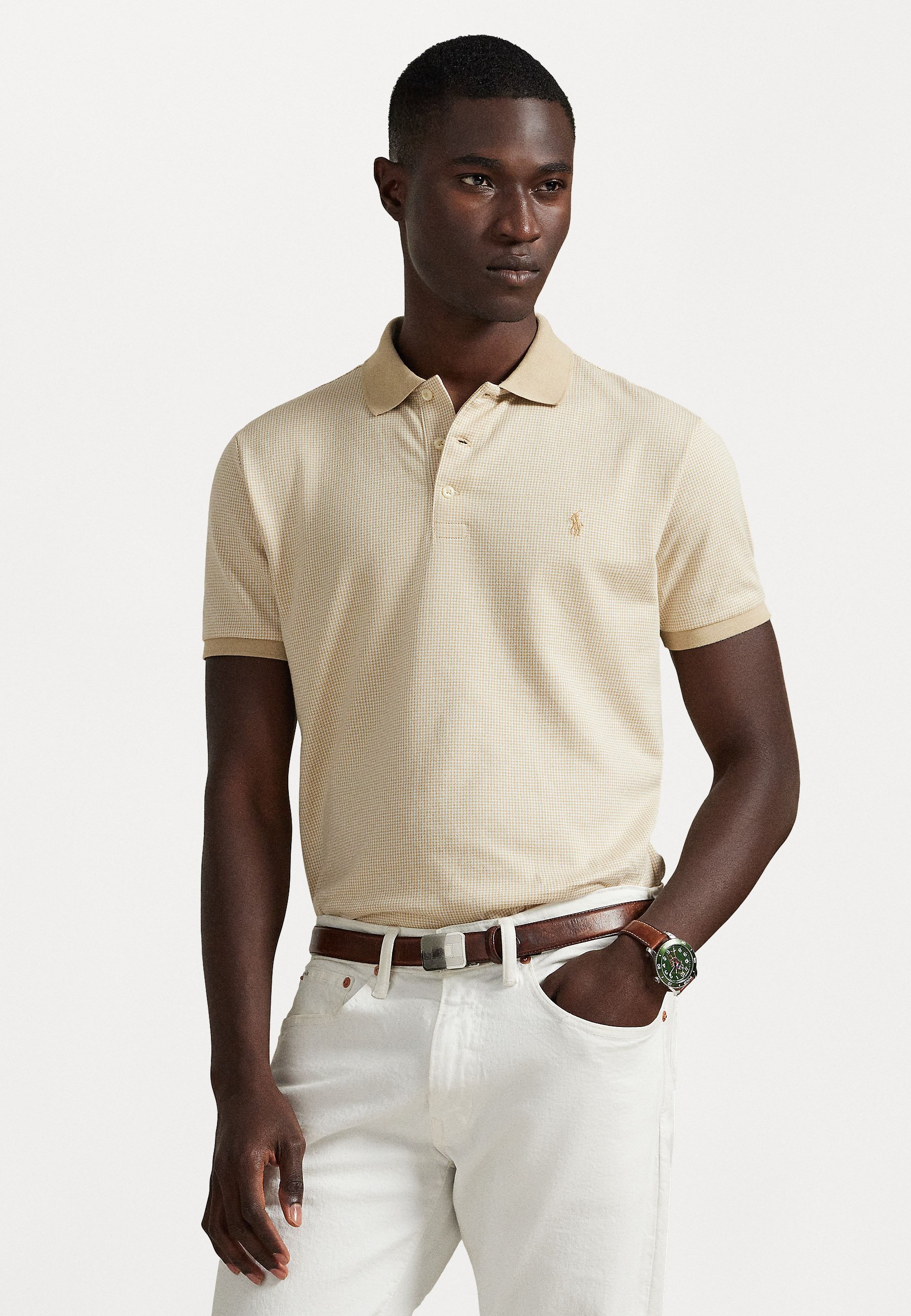 Polo Ralph Lauren CUSTOM SLIM FIT POLO SHOOTH - Polo shirt - sand dune/white