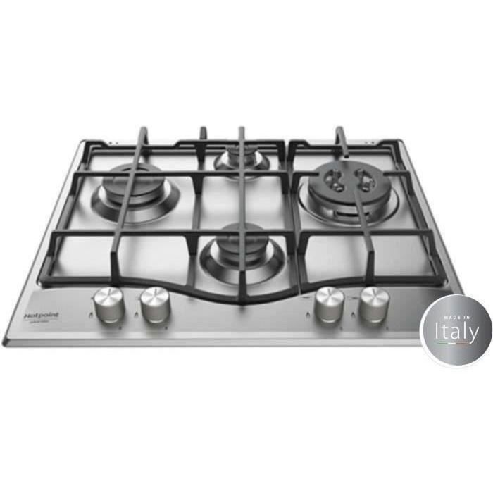 Placa de fogão a gás - HOTPOINT - 4 queimadores - L 60 x P 51 cm - PNN 641 IX