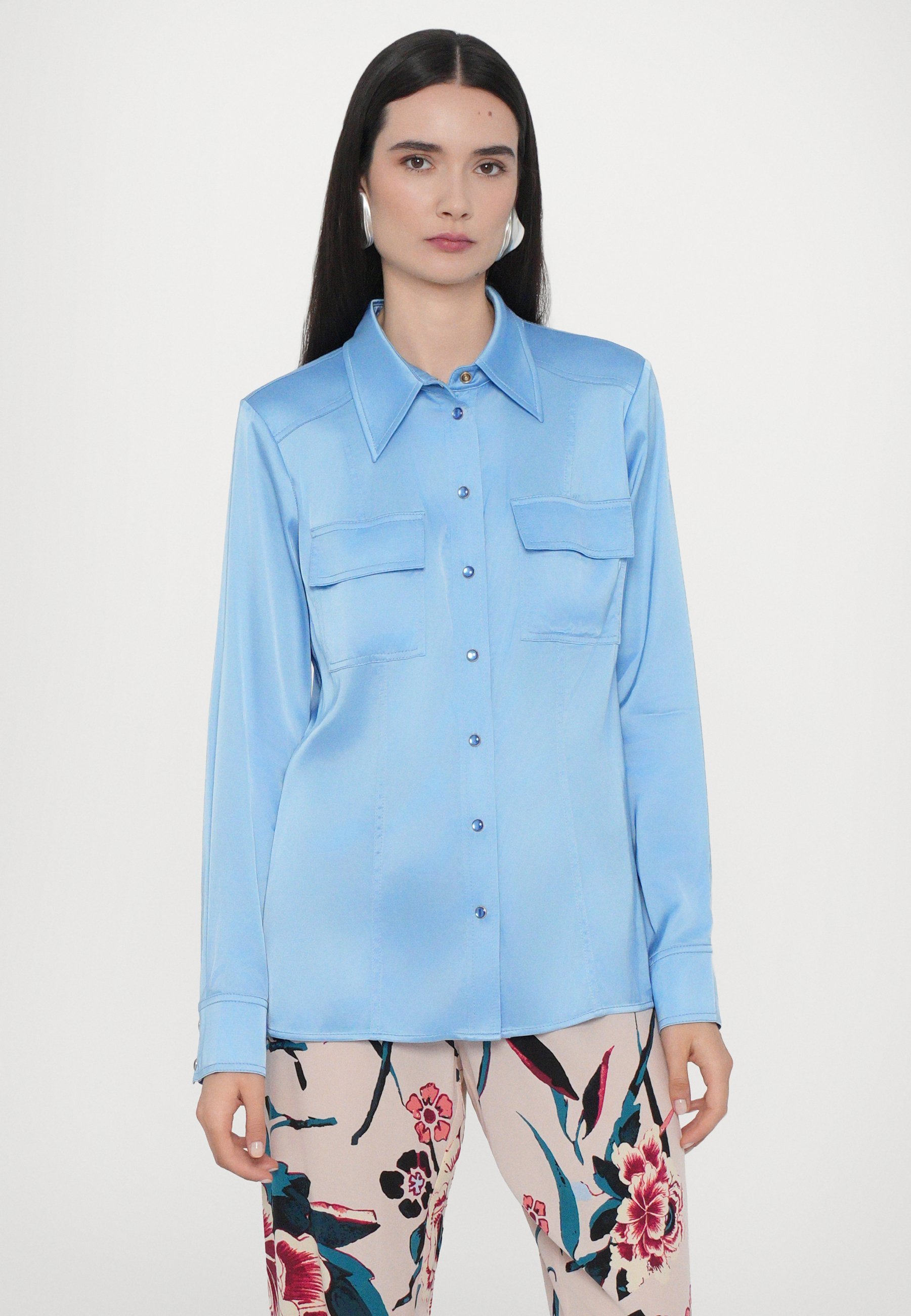 Diane von Furstenberg TONI - Bluzka z guzikami - niebieska