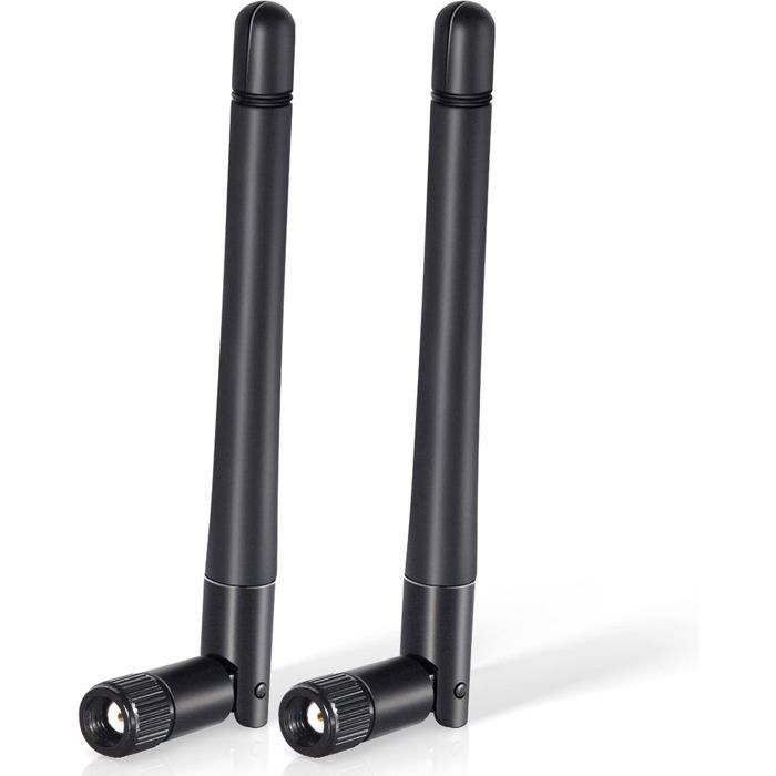 Antenne WiFi RP-SMA 2,4 GHz / 5 GHz / 5,8 GHz MIMO 3 dBi (lot de 2) pour routeur WiFi, carte réseau sans fil et adaptateur USB