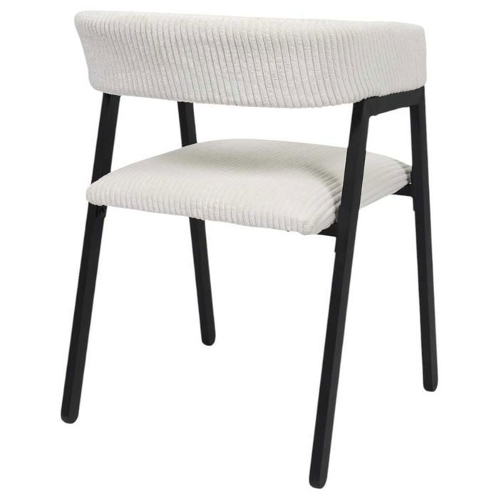Lot de 2 fauteuils de table design en métal et velours côtelé coloris crème - AMORY