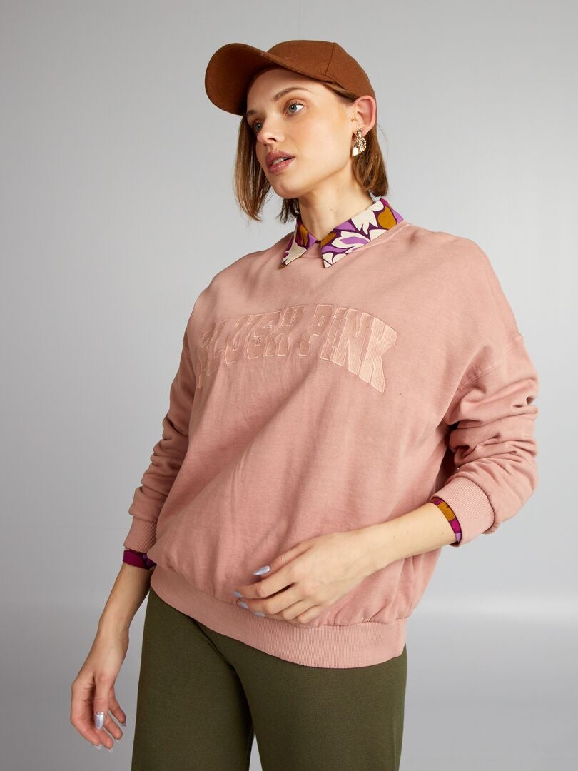 Moletom em tecido fleece desbotado - ROSA