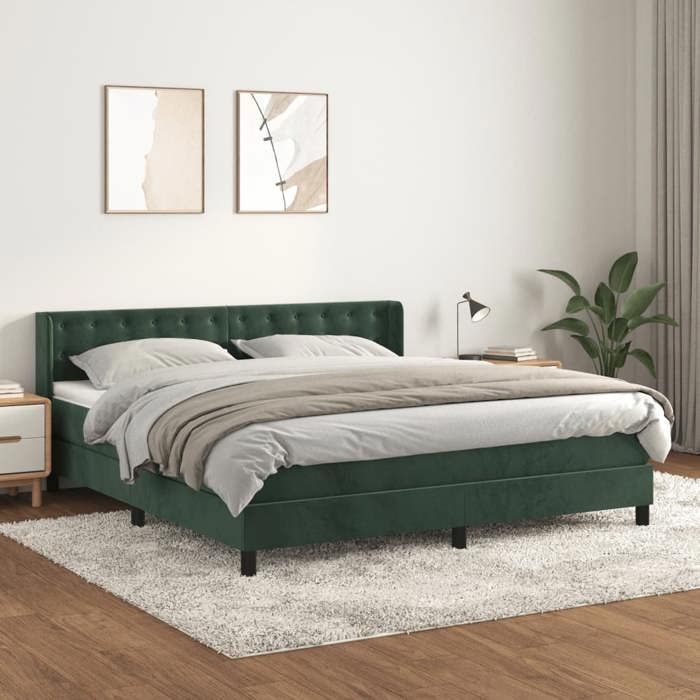 Bed met lattenbodem en matras - Donkergroen - 180x200cm - Fluweel - Maximale ontspanning