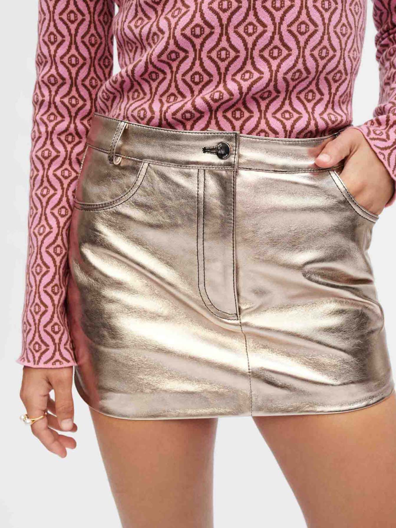 Metallic leren rok - Dore