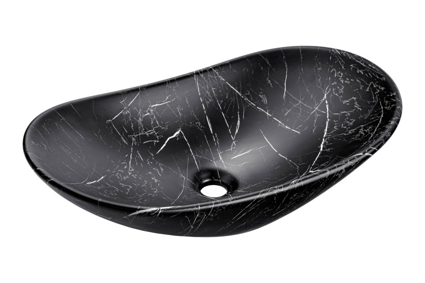 Umywalka nablatowa ceramiczna LENA-MB2 Matowy Czarny 61,5 cm