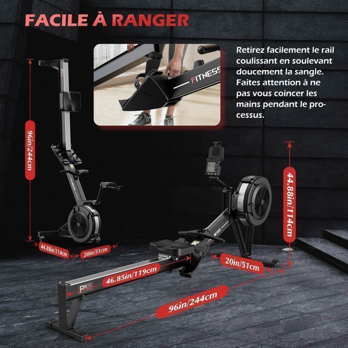 Aeromagnetische roeimachine - PASYOU - PR70 - Dubbele lucht- + magnetische weerstand - Vliegwiel van 4,5 kg - Opvouwbaar