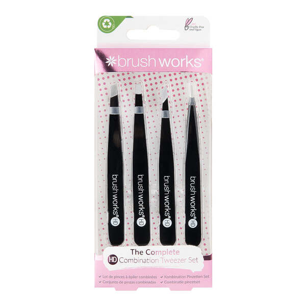 Set de pensete combinate Brushworks cu 4 piese - Negru