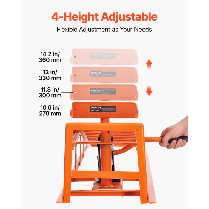 Rampa elevadora para coches VEVOR - 2 piezas - Rampa de acceso para coches - con gato hidráulico de 5T - Altura de elevación de 27 a 36 cm