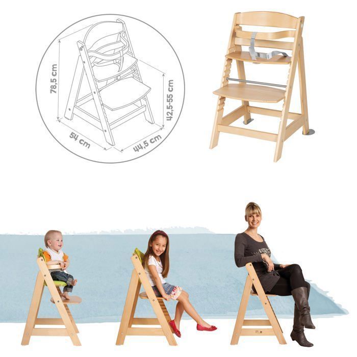 2-in-1 Convertible High Chair - ROBA - BORN UP - Includes Frosted Green 'Roba Style' Reclining Bouncer - Natural Wood